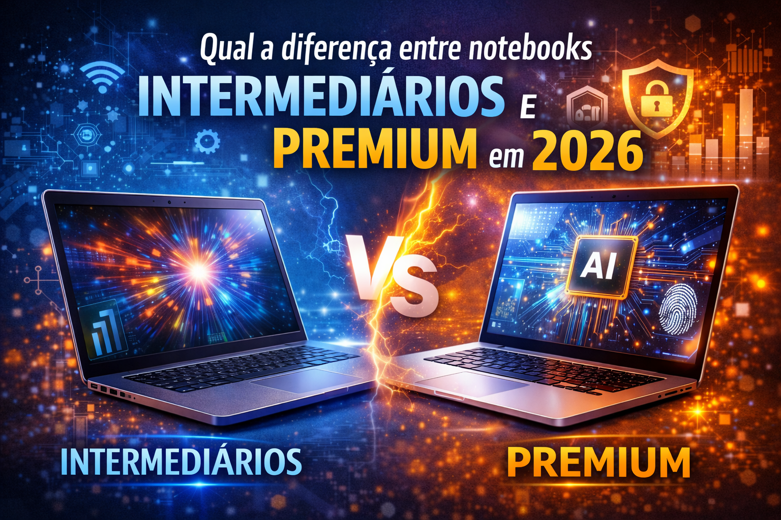 Qual a diferença entre notebooks intermediários e premium em 2026