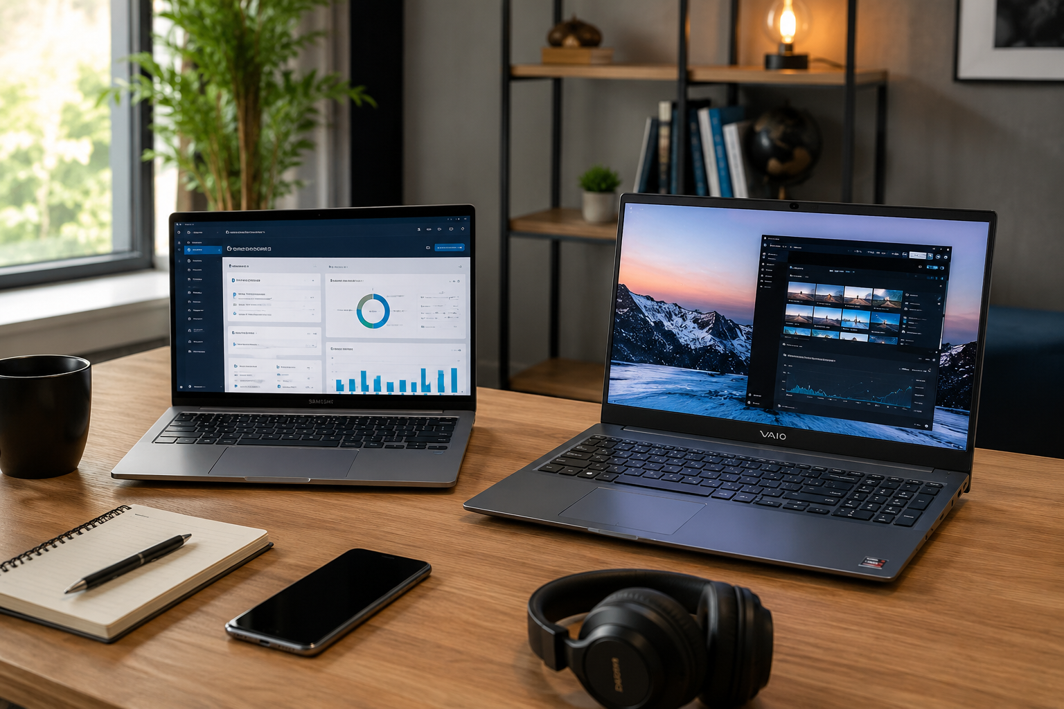Melhores notebooks até 3000 reais em ambiente de trabalho com Samsung Galaxy Book4 e VAIO FE16 para produtividade e estudos