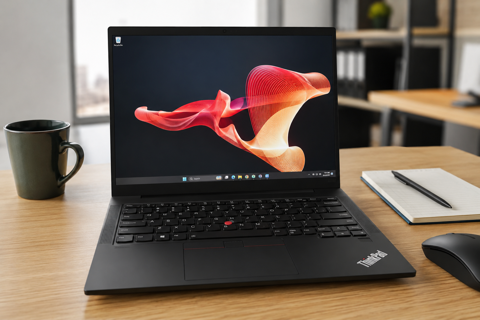 Melhor notebook ThinkPad sobre mesa de trabalho, com modelos Lenovo voltados para produtividade, empresas e uso profissional