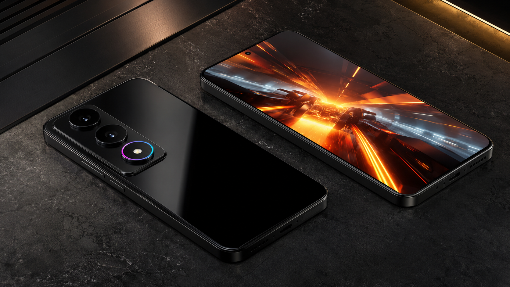 Celular POCO X8 Pro é bom para jogos com tela AMOLED e acabamento preto sobre mesa escura