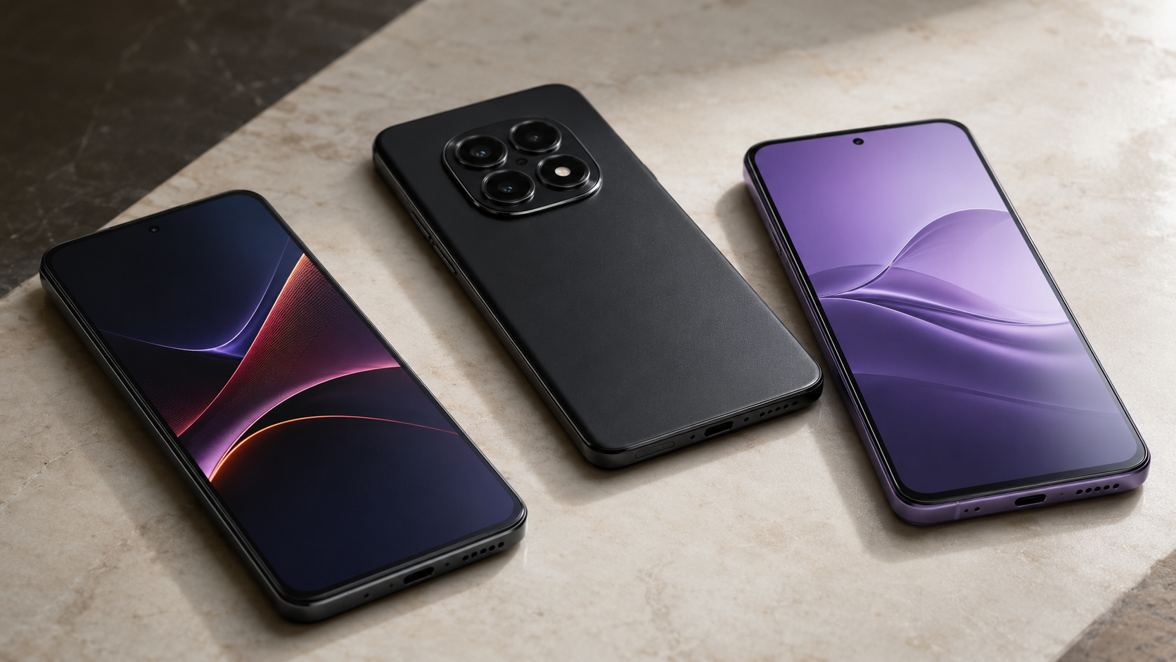 Melhor celular Xiaomi de 2026 com POCO X7 Pro, Redmi Note 15 Pro e Redmi Note 15 4G sobre uma mesa